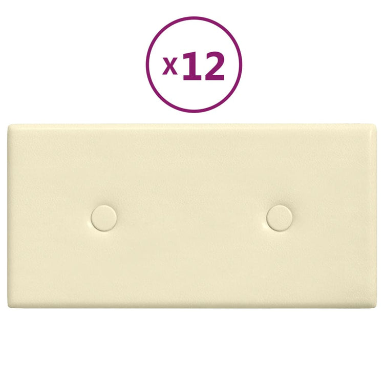 Panneaux muraux Vidaxl 12 PCS 0,54 m² 30x15 cm Crème en cuir artificiel -Colored