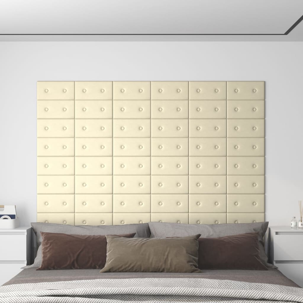 Panneaux muraux Vidaxl 12 PCS 0,54 m² 30x15 cm Crème en cuir artificiel -Colored