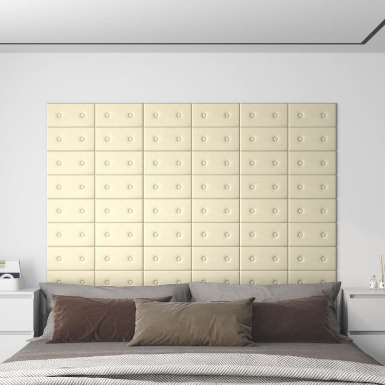 Panneaux muraux Vidaxl 12 PCS 0,54 m² 30x15 cm Crème en cuir artificiel -Colored