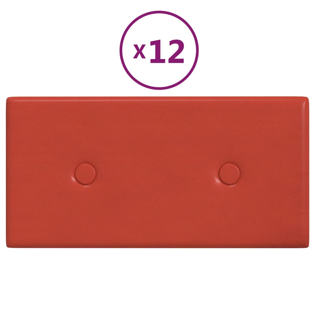 Panneaux muraux vidaxl 12 pcs 0,54 m² 30x15 cm en cuir artificiel rouge