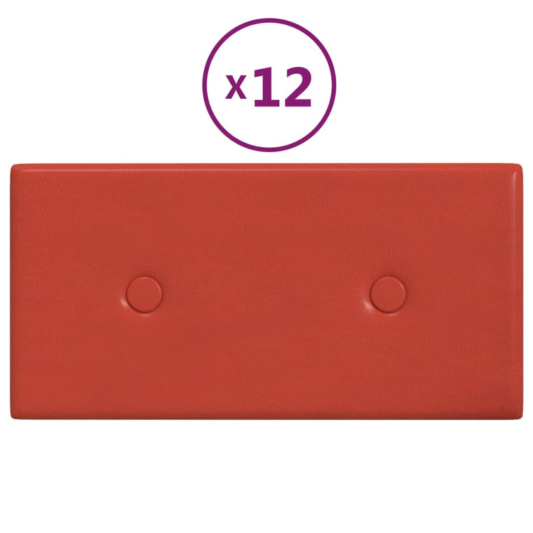 Panneaux muraux vidaxl 12 pcs 0,54 m² 30x15 cm en cuir artificiel rouge