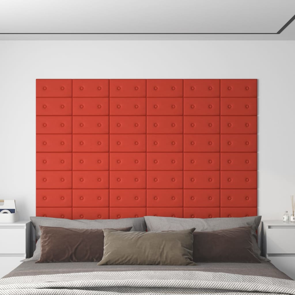 Panneaux muraux vidaxl 12 pcs 0,54 m² 30x15 cm en cuir artificiel rouge