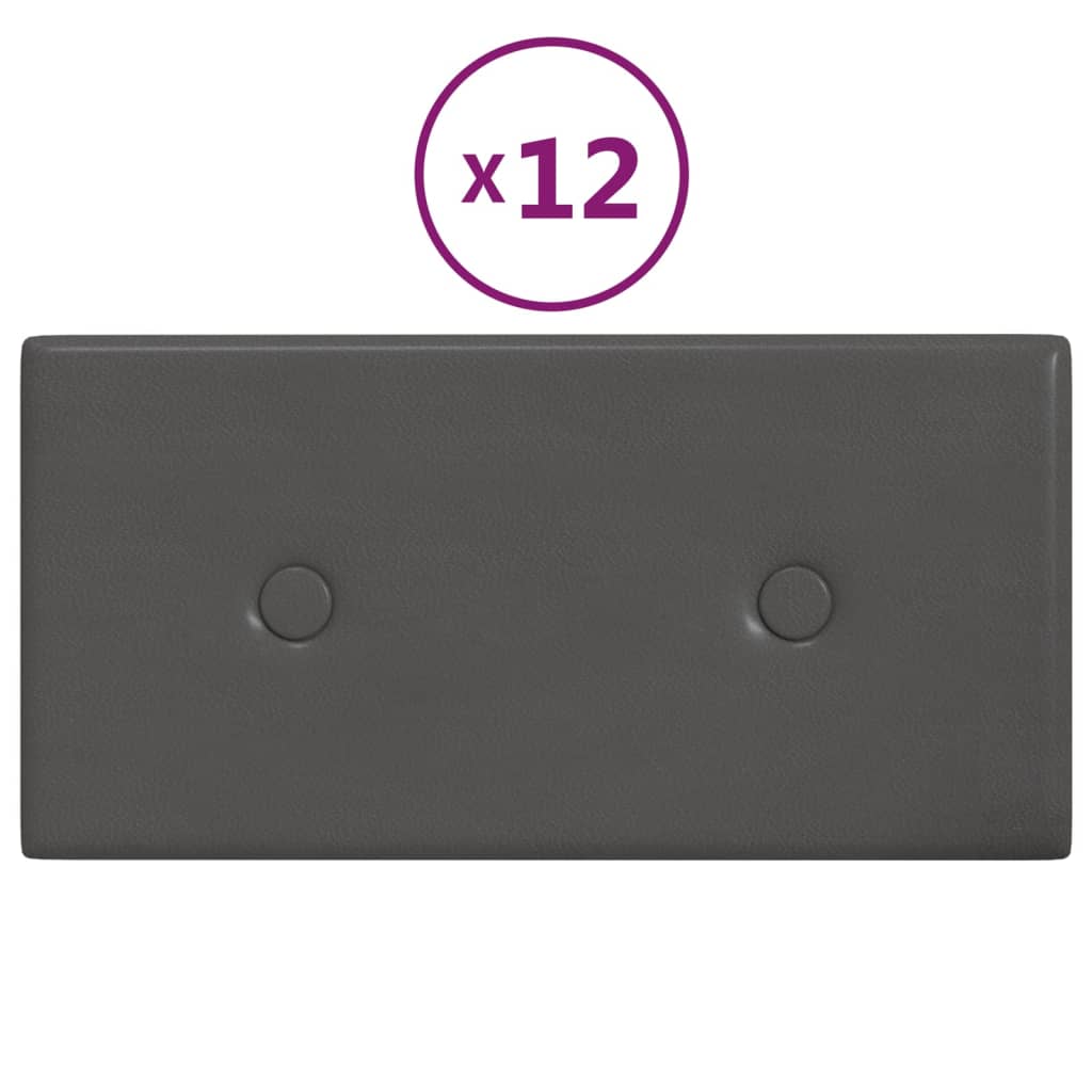 Panneaux muraux vidaxl 12 pcs 0,54 m² 30x15 cm en cuir artificiel gris