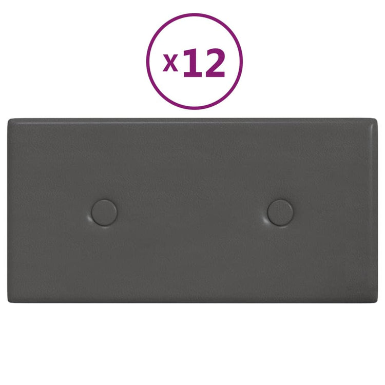 Panneaux muraux vidaxl 12 pcs 0,54 m² 30x15 cm en cuir artificiel gris