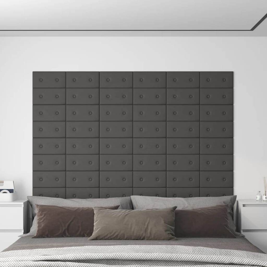 Panneaux muraux vidaxl 12 pcs 0,54 m² 30x15 cm en cuir artificiel gris