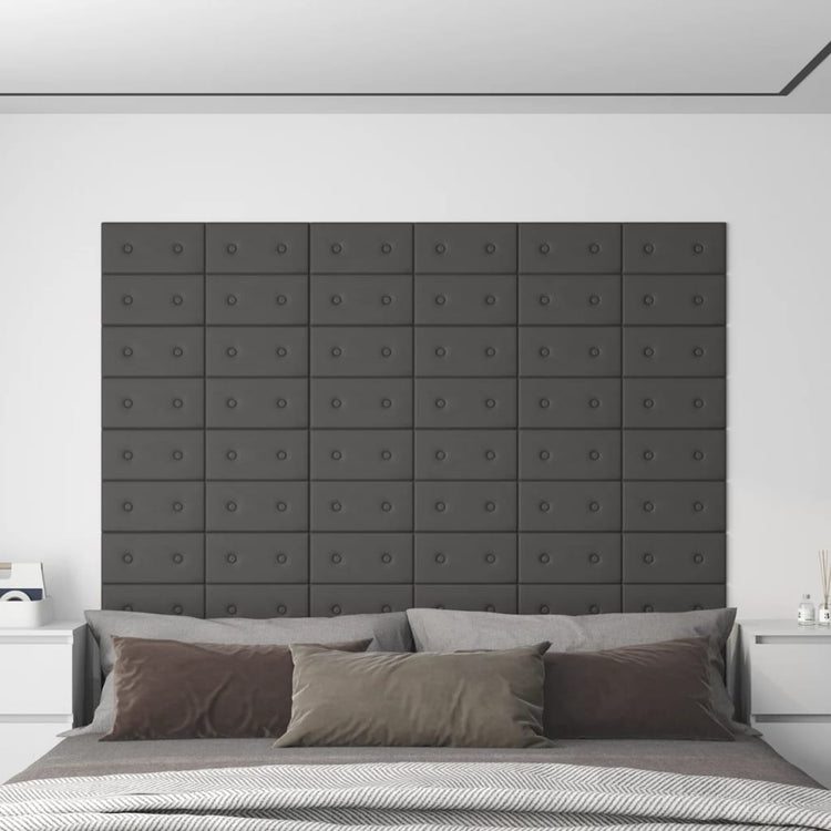 Panneaux muraux vidaxl 12 pcs 0,54 m² 30x15 cm en cuir artificiel gris