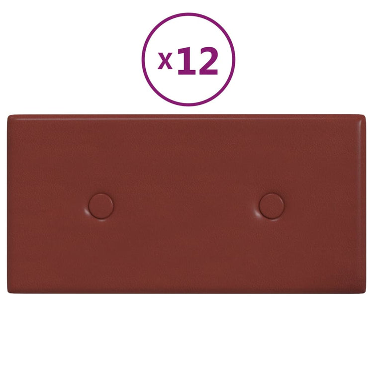 Panneaux muraux vidaxl 12 pcs 0,54 m² 30x15 cm Vin en cuir artificiel rouge