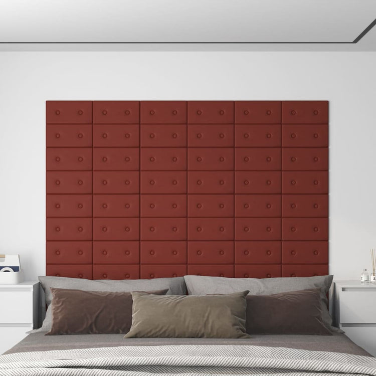 Panneaux muraux vidaxl 12 pcs 0,54 m² 30x15 cm Vin en cuir artificiel rouge