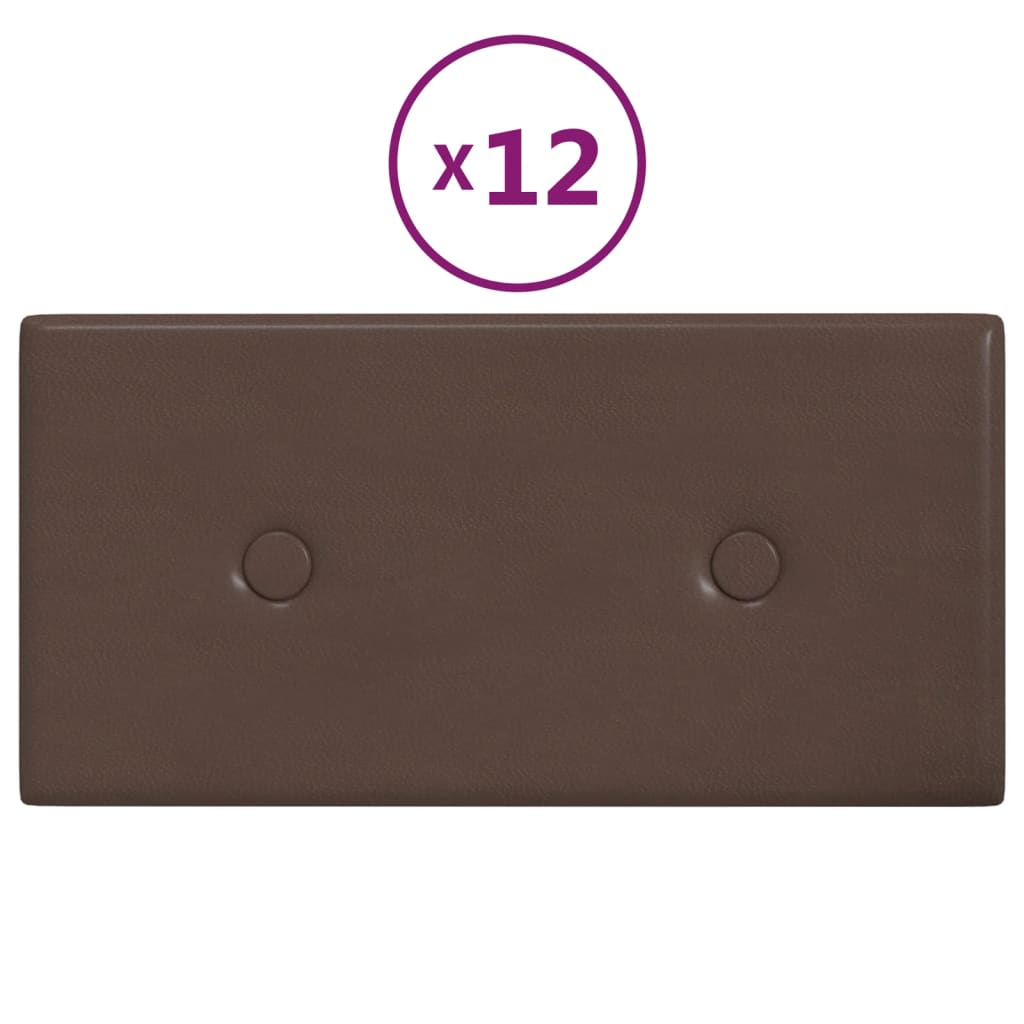 Panneaux muraux vidaxl 12 pcs 0,54 m² 30x15 cm en cuir artificiel marron
