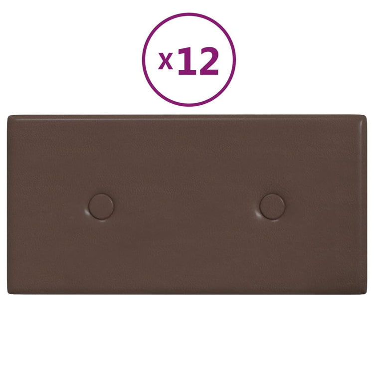 Panneaux muraux vidaxl 12 pcs 0,54 m² 30x15 cm en cuir artificiel marron