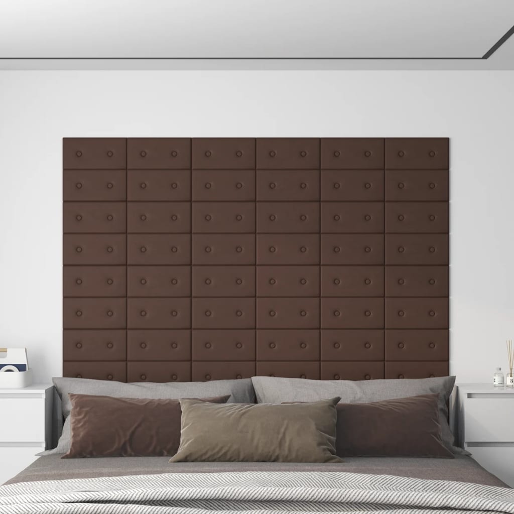 Panneaux muraux vidaxl 12 pcs 0,54 m² 30x15 cm en cuir artificiel marron