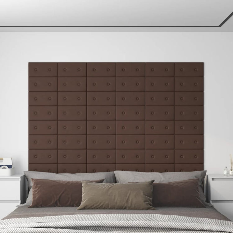 Panneaux muraux vidaxl 12 pcs 0,54 m² 30x15 cm en cuir artificiel marron