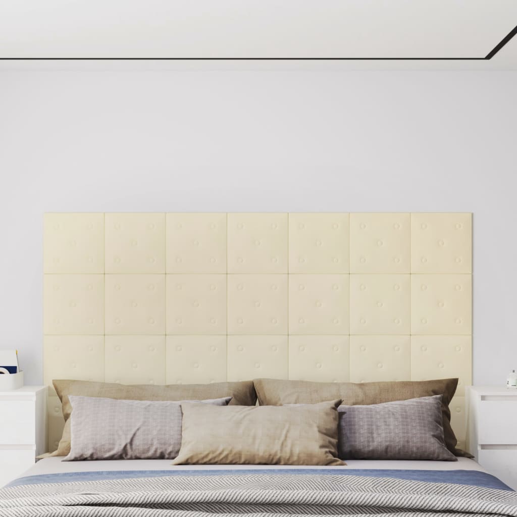 Panneaux muraux Vidaxl 12 ST 1,08 m² 30x30 cm Crème en cuir artificiel -Colored