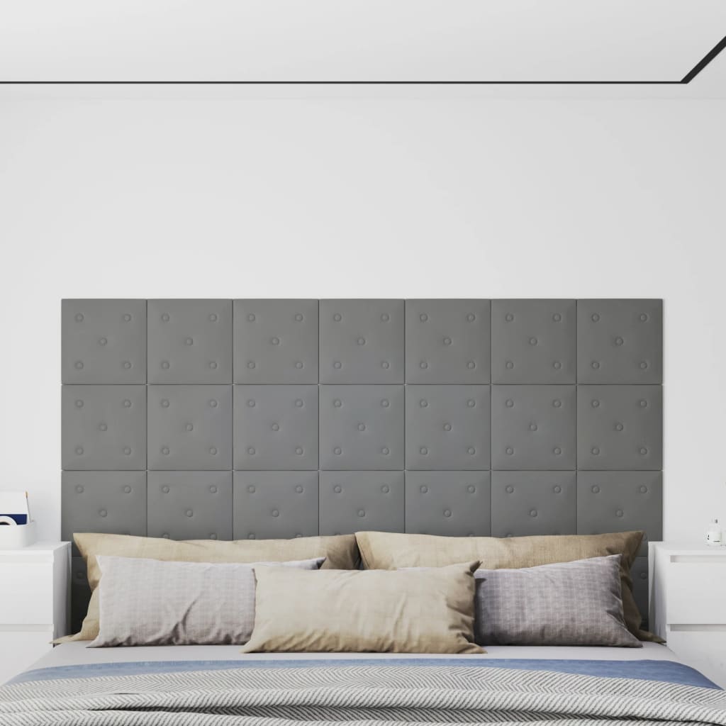 Panneaux muraux Vidaxl 12 st 1,08 m² 30x30 cm en cuir artificiel gris