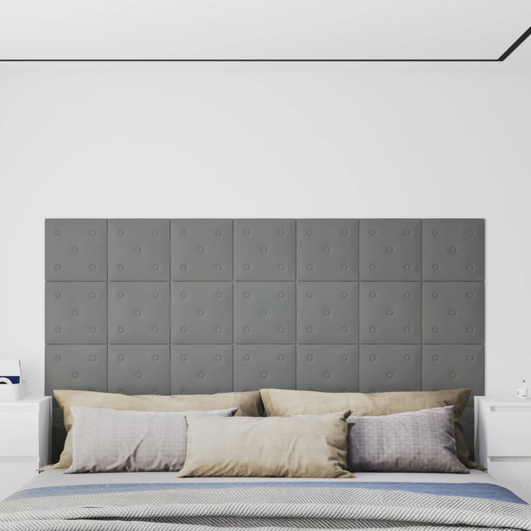 Panneaux muraux Vidaxl 12 st 1,08 m² 30x30 cm en cuir artificiel gris