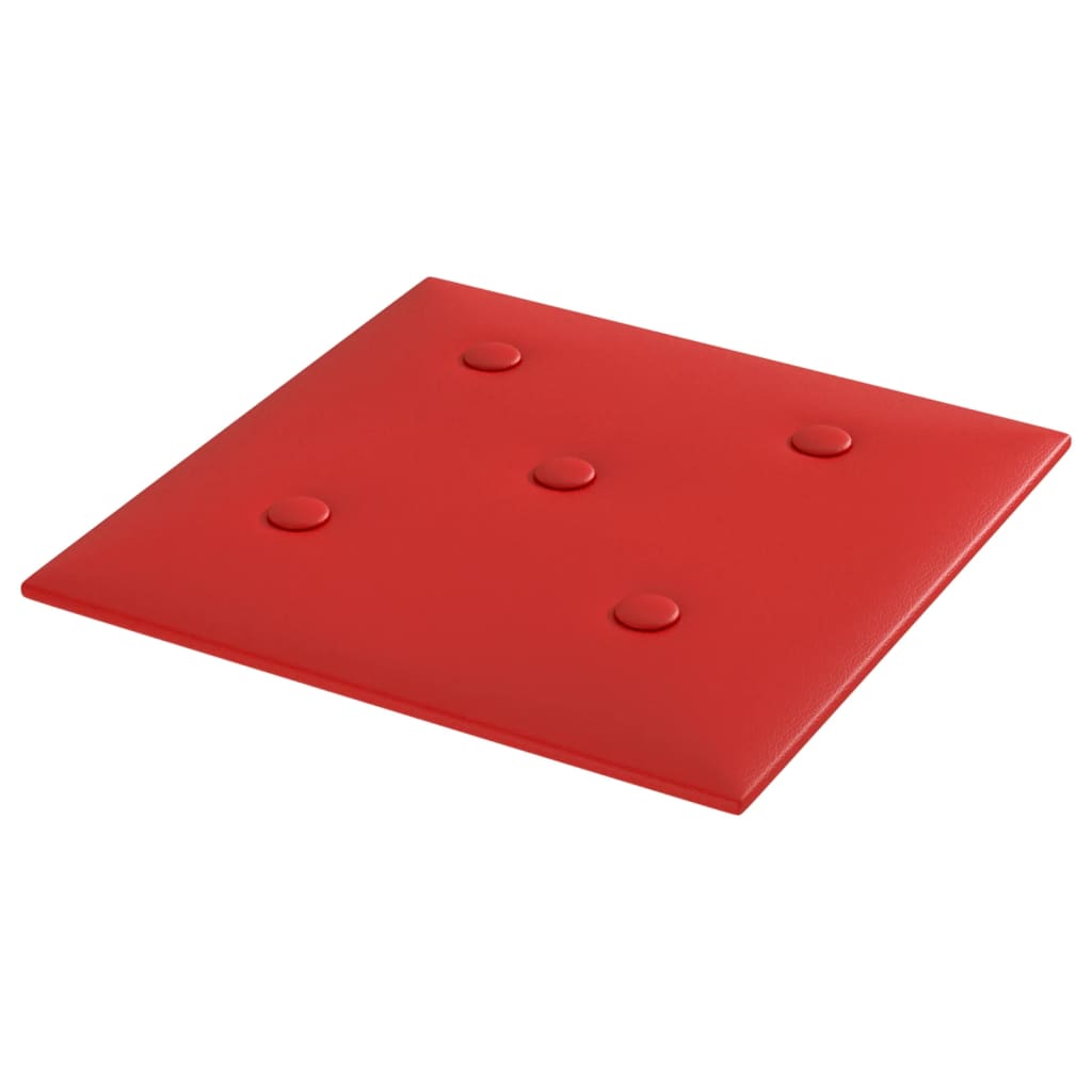 Panneaux muraux Vidaxl 12 st 1,08 m² 30x30 cm Vin en cuir artificiel rouge