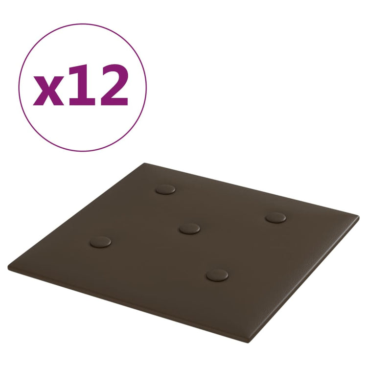 Panneaux muraux Vidaxl 12 st 1,08 m² 30x30 cm en cuir artificiel marron