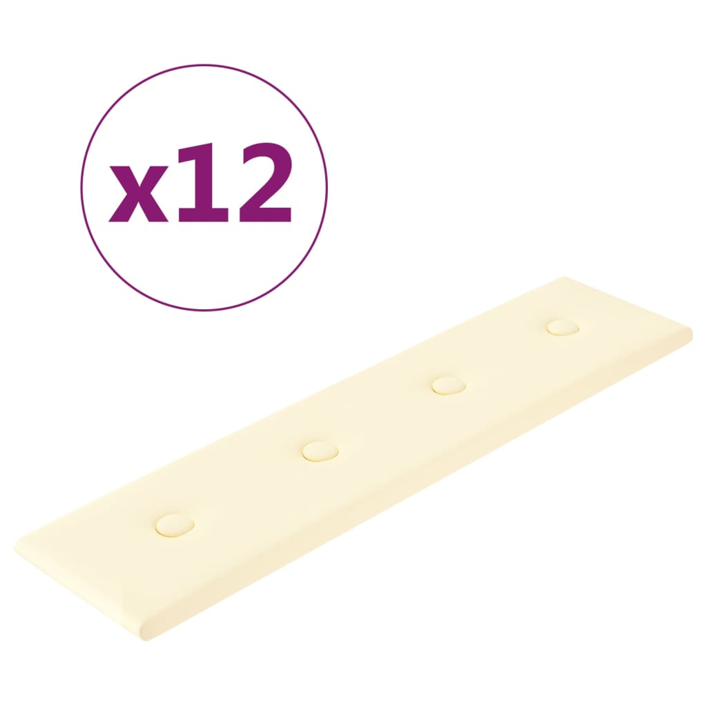 Panneaux muraux Vidaxl 12 ST 1,08 m² 60x15 cm Crème en cuir artificiel -Colored