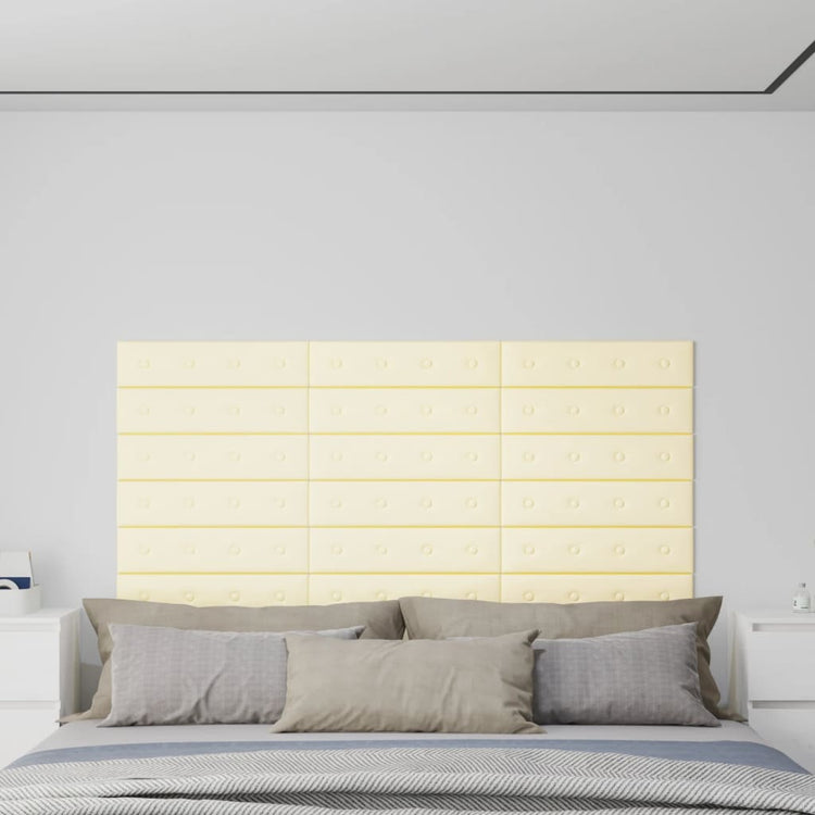 Panneaux muraux Vidaxl 12 ST 1,08 m² 60x15 cm Crème en cuir artificiel -Colored