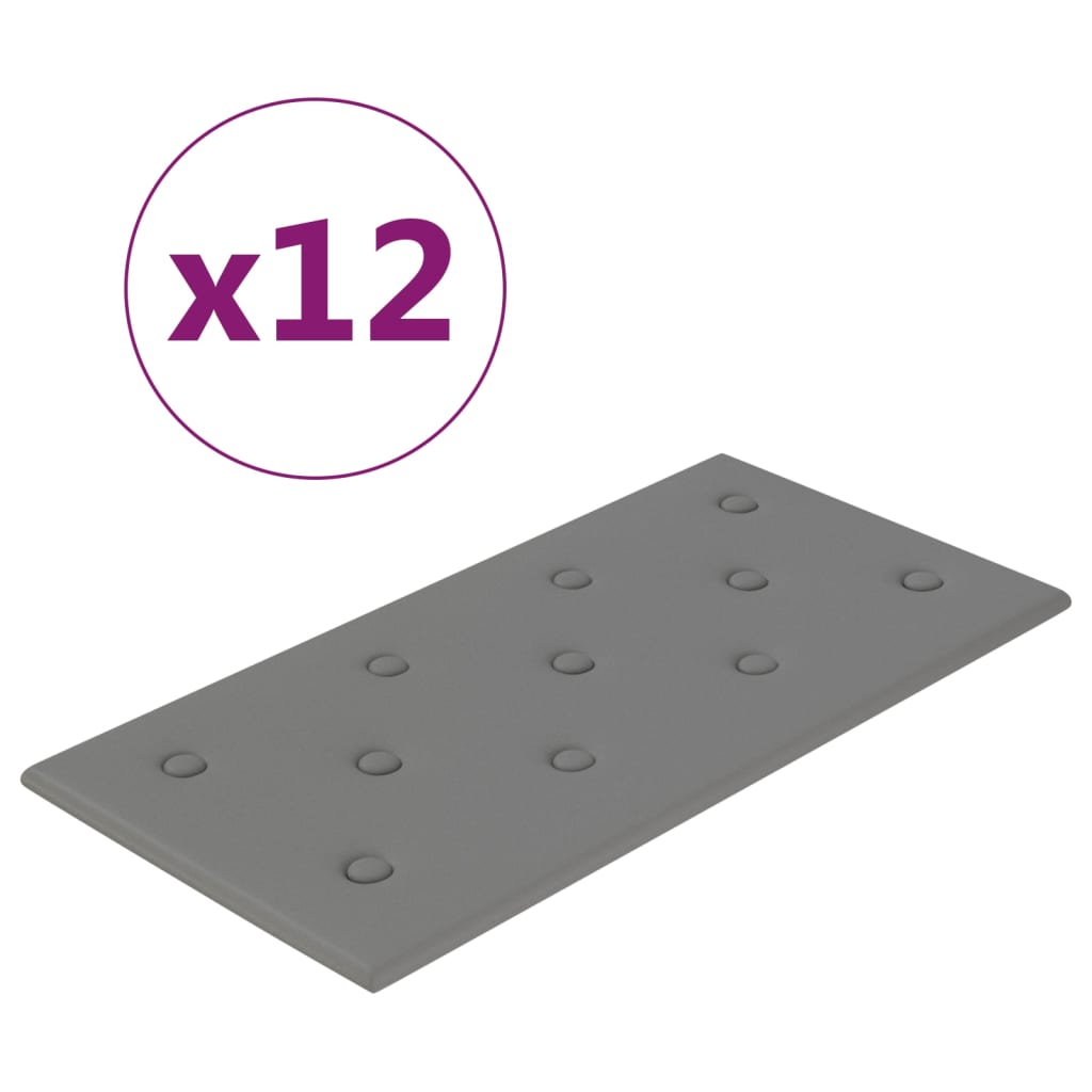 Panneaux muraux Vidaxl 12 st 2,16 m² 60x30 cm en cuir artificiel gris
