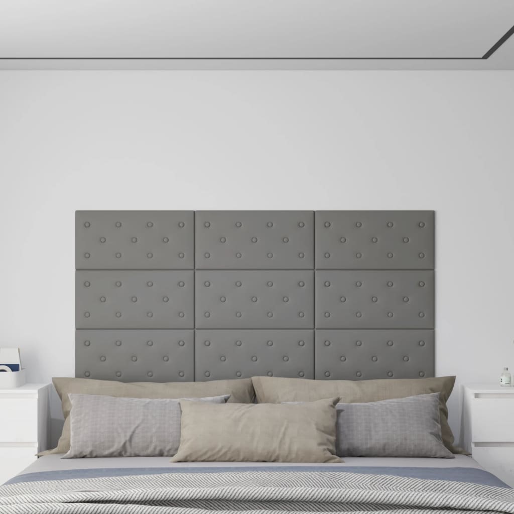 Panneaux muraux Vidaxl 12 st 2,16 m² 60x30 cm en cuir artificiel gris