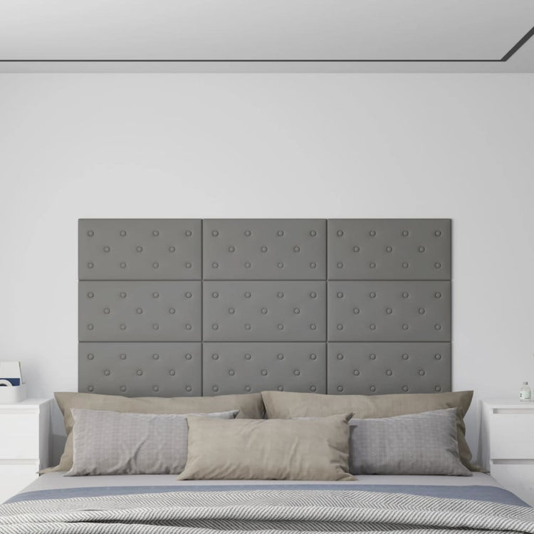 Panneaux muraux Vidaxl 12 st 2,16 m² 60x30 cm en cuir artificiel gris