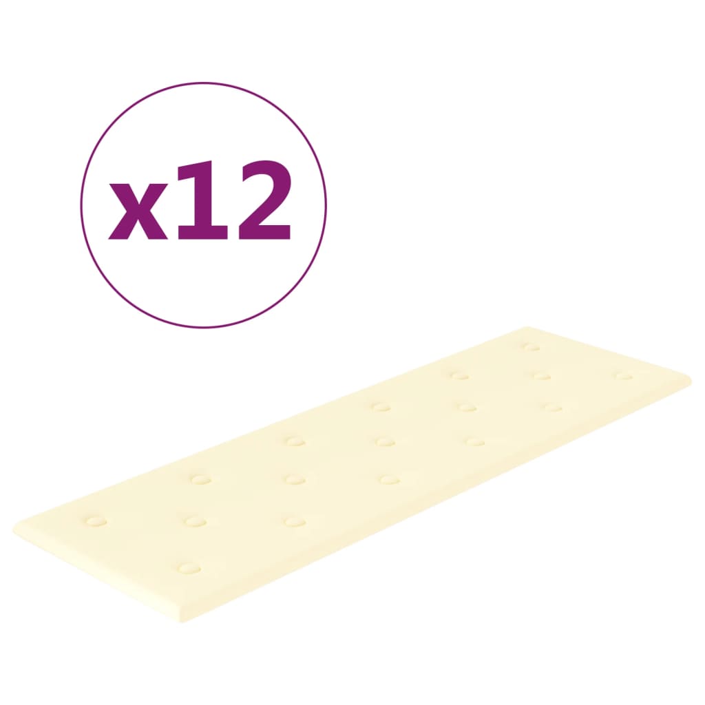 Panneaux muraux Vidaxl 12 ST 3,24 m² 90x30 cm CRÉMADE DE CUIR ARTIFICIEL-COLORED
