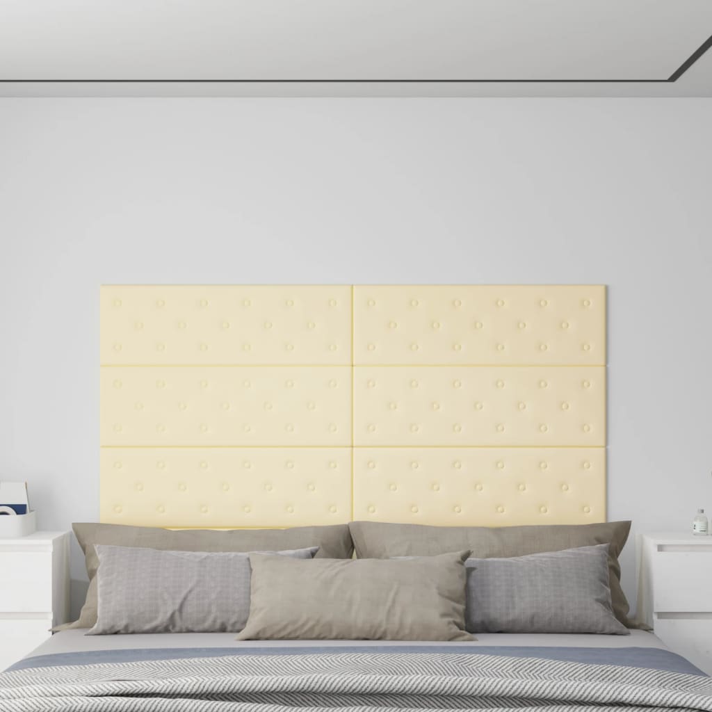 Panneaux muraux Vidaxl 12 ST 3,24 m² 90x30 cm CRÉMADE DE CUIR ARTIFICIEL-COLORED