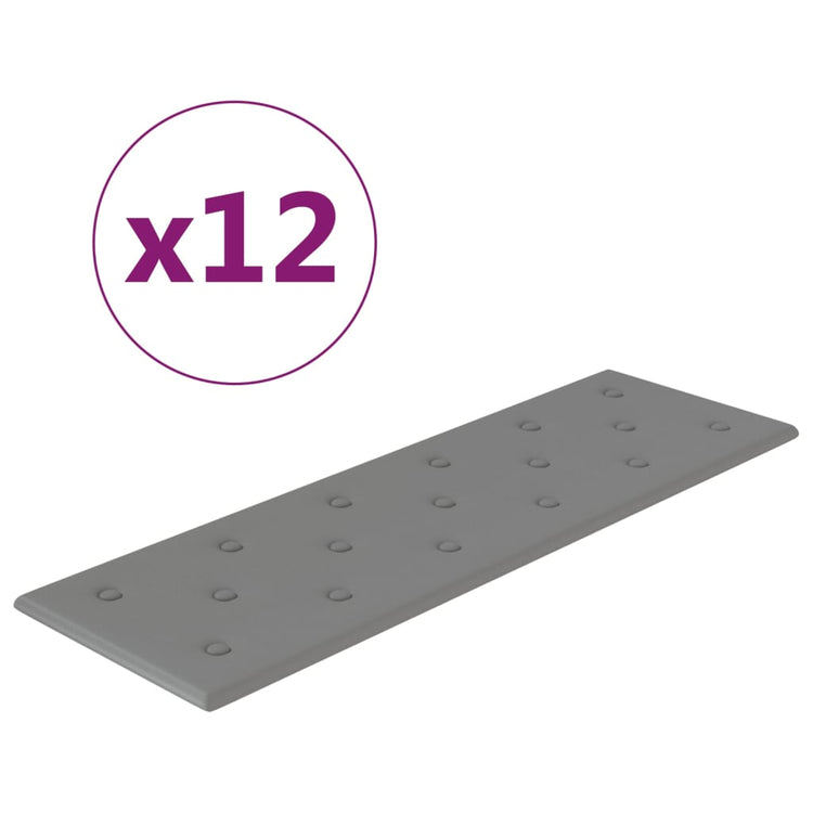 Panneaux muraux Vidaxl 12 st 3,24 m² 90x30 cm en cuir artificiel gris