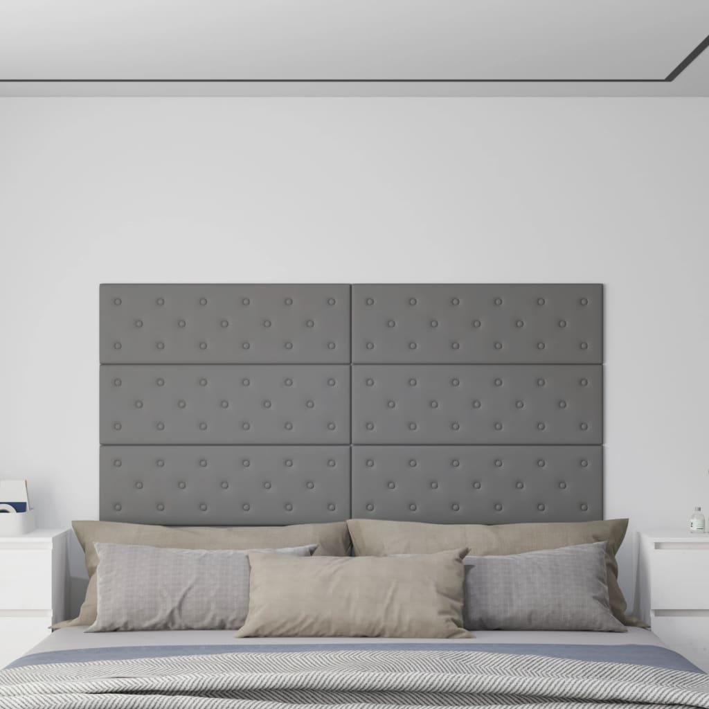 Panneaux muraux Vidaxl 12 st 3,24 m² 90x30 cm en cuir artificiel gris