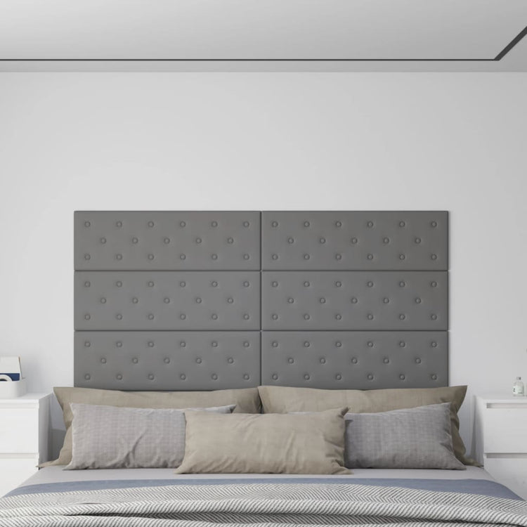 Panneaux muraux Vidaxl 12 st 3,24 m² 90x30 cm en cuir artificiel gris
