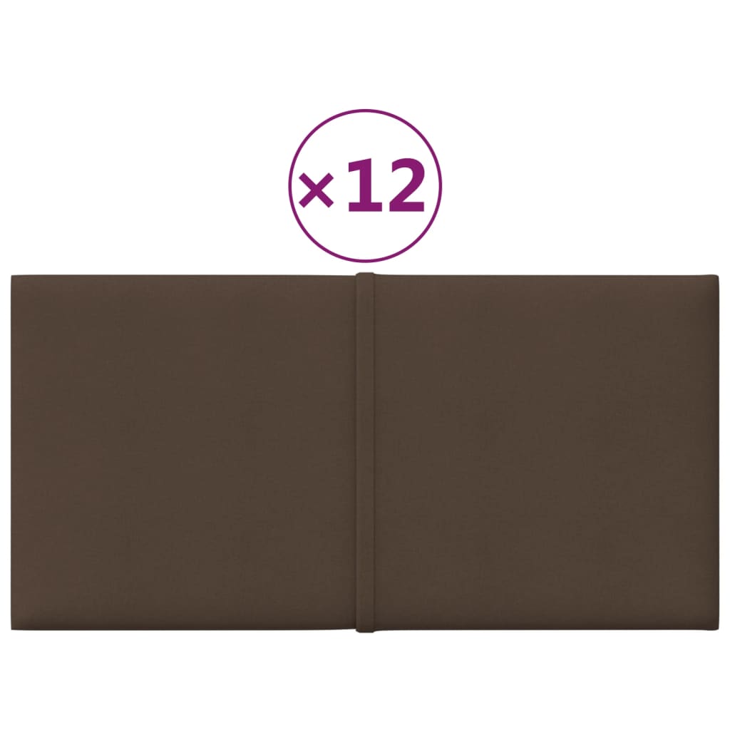 Panneaux muraux Vidaxl 12 PCS 0,54 m² 30x15 cm Tissu marron