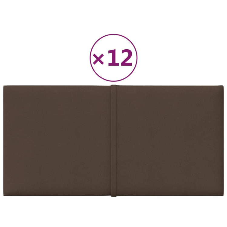 Panneaux muraux Vidaxl 12 PCS 0,54 m² 30x15 cm Tissu marron