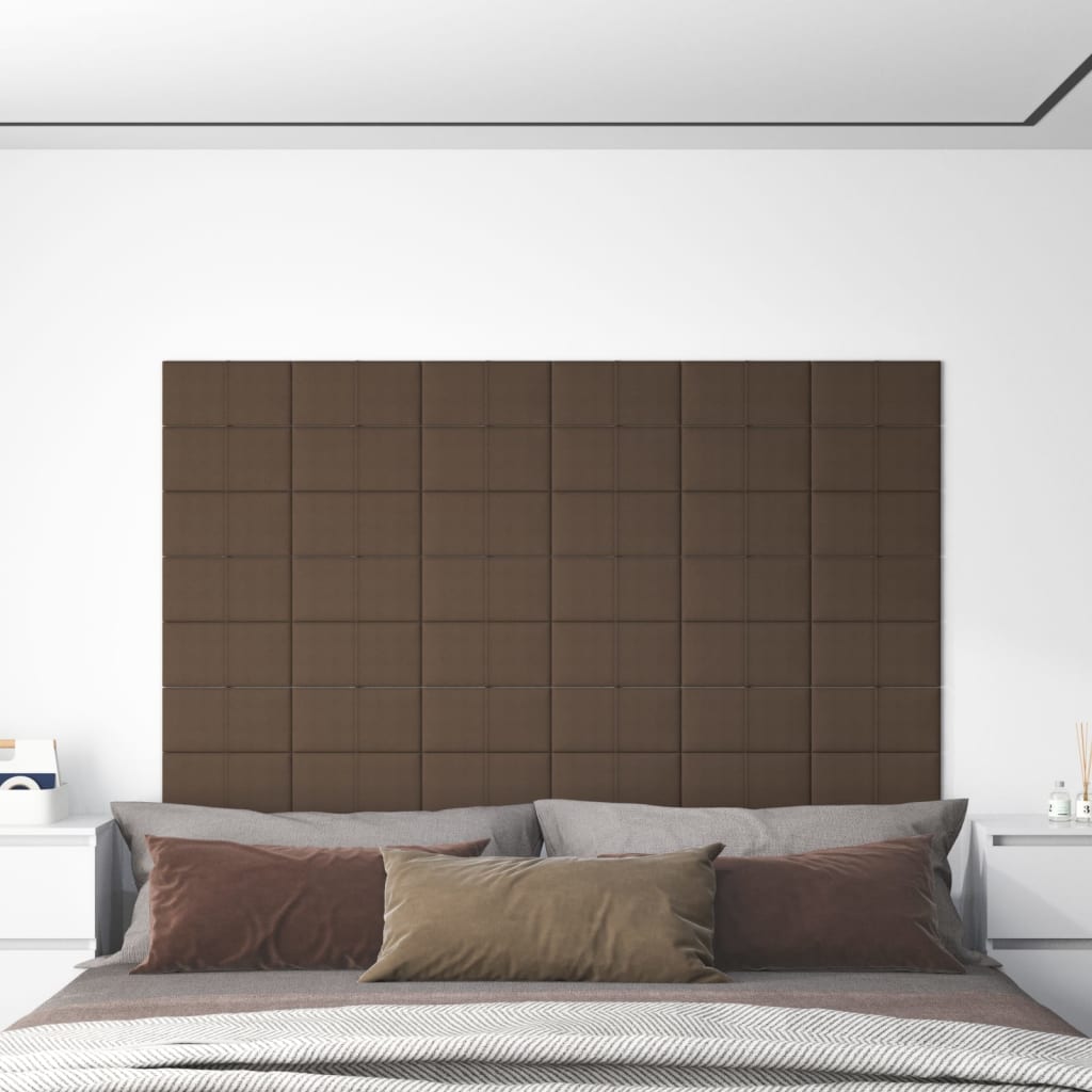 Panneaux muraux Vidaxl 12 PCS 0,54 m² 30x15 cm Tissu marron