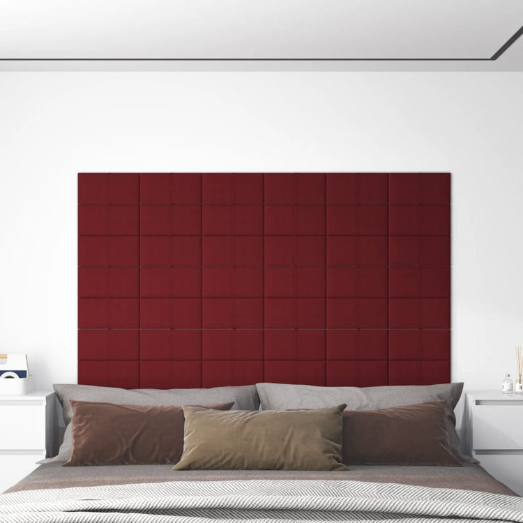 Panneaux muraux vidaxl 12 pcs 0,54 m² 30x15 cm Vin de tissu rouge