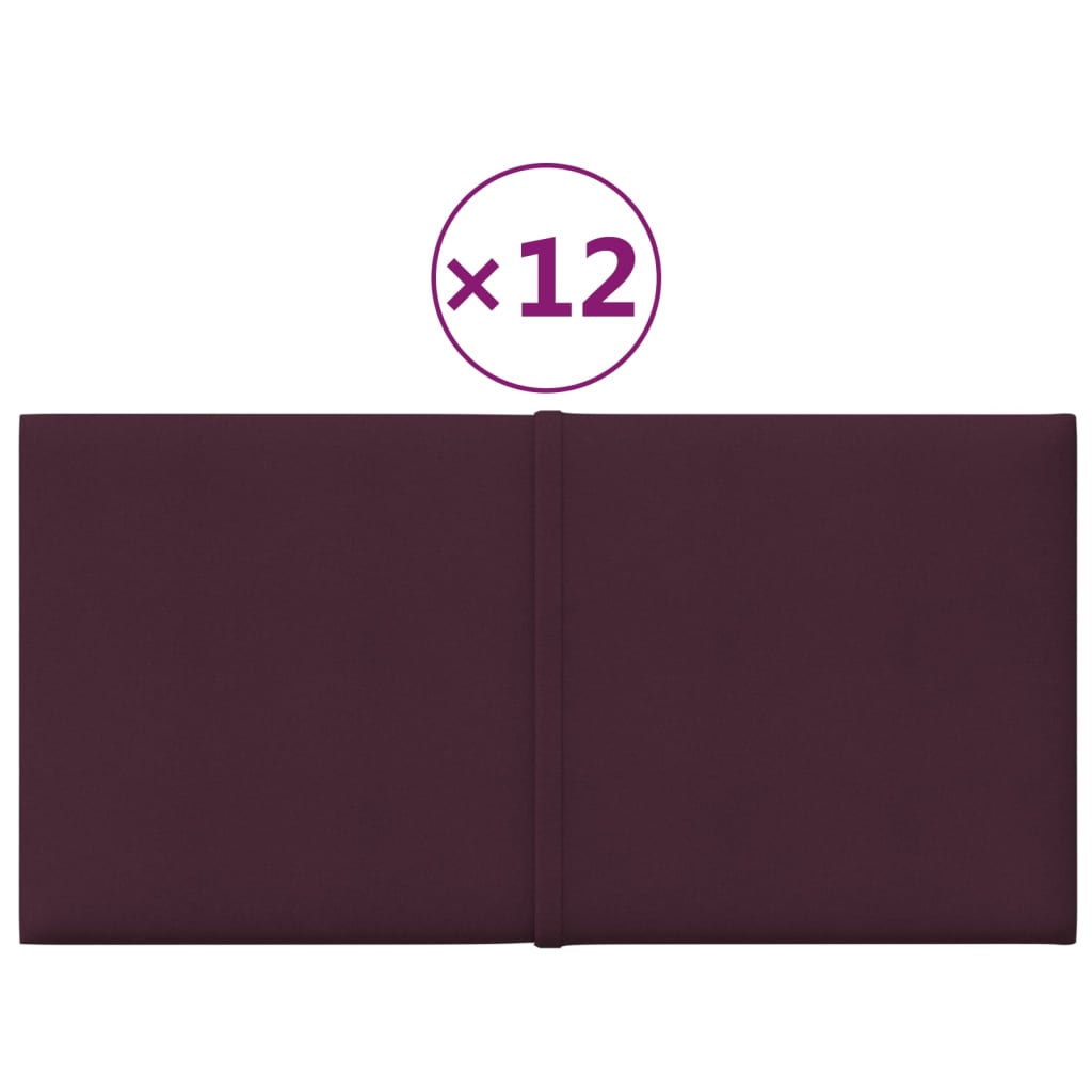 Panneaux muraux vidaxl 12 pcs 0,54 m² 30x15 cm tissu violet