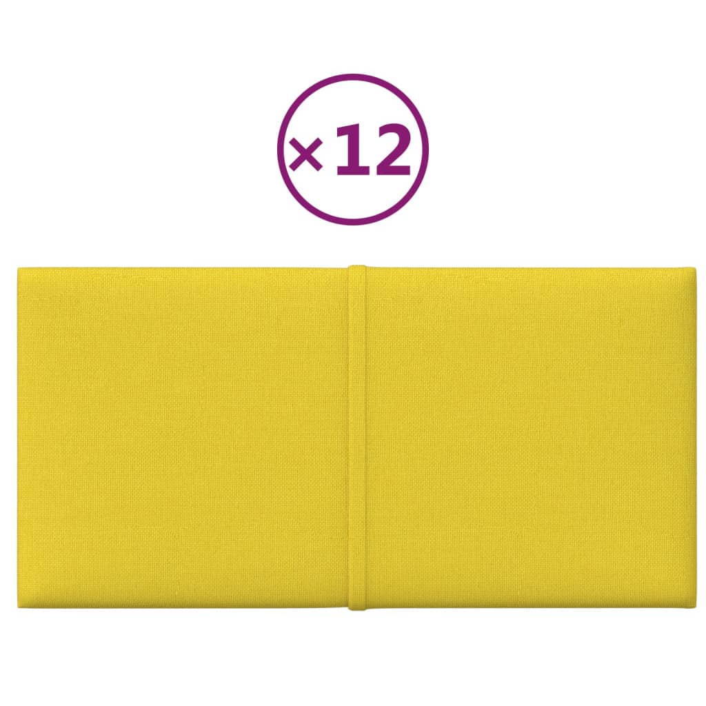 Panneaux muraux vidaxl 12 pcs 0,54 m² 30x15 cm Tissu jaune clair