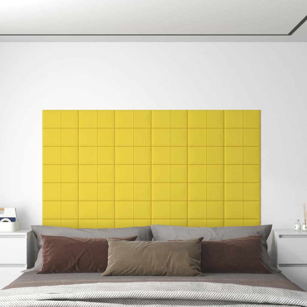 Panneaux muraux vidaxl 12 pcs 0,54 m² 30x15 cm Tissu jaune clair