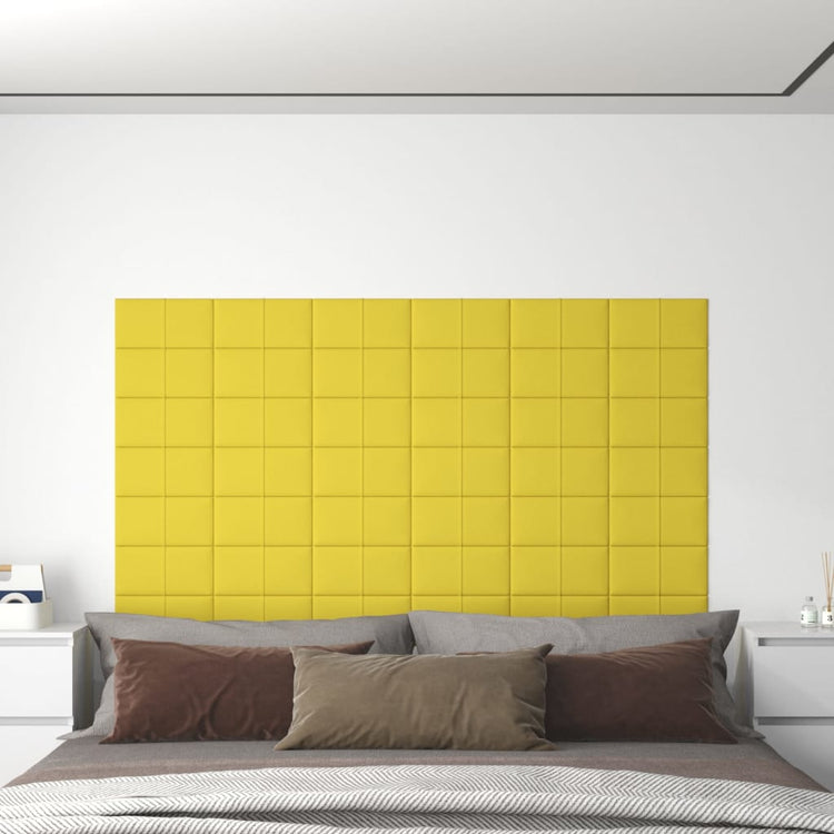 Panneaux muraux vidaxl 12 pcs 0,54 m² 30x15 cm Tissu jaune clair