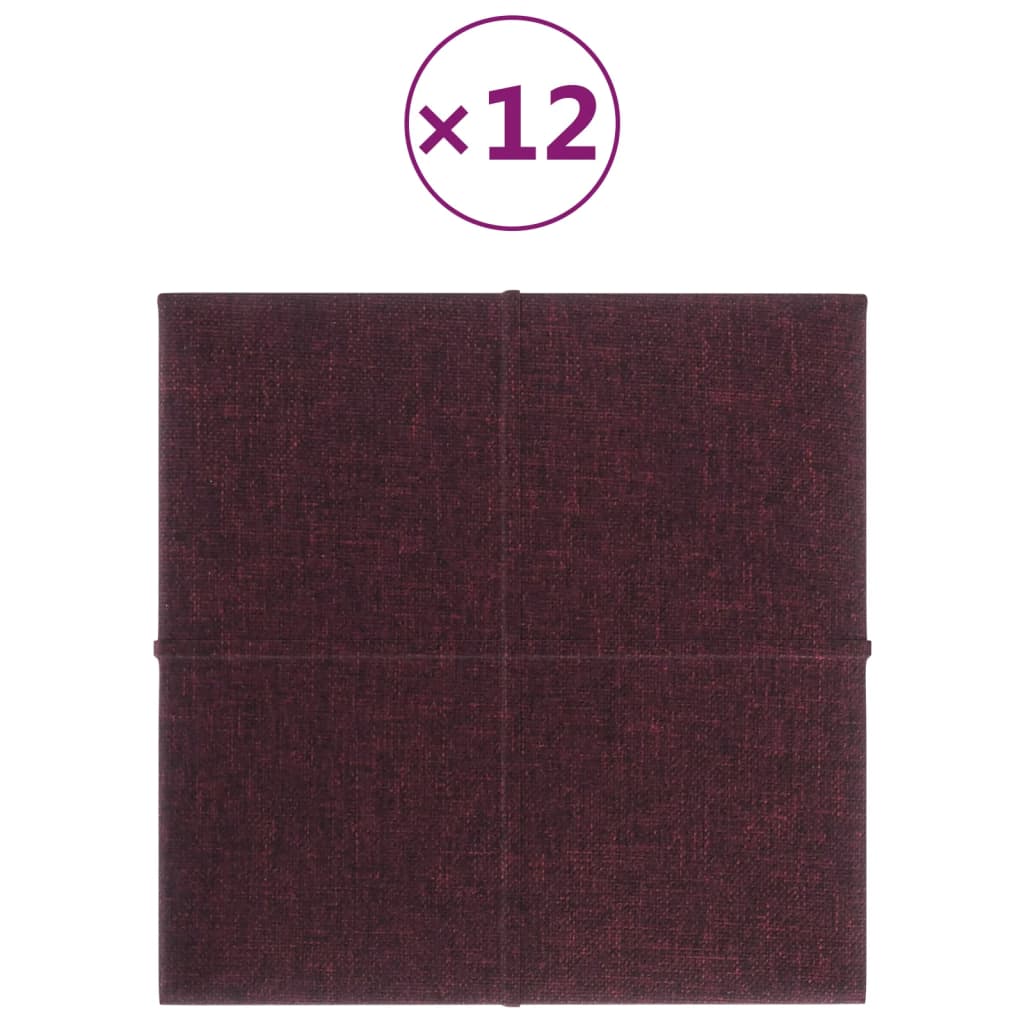 Panneaux muraux vidaxl 12 st 1,08 m² 30x30 cm tissu violet