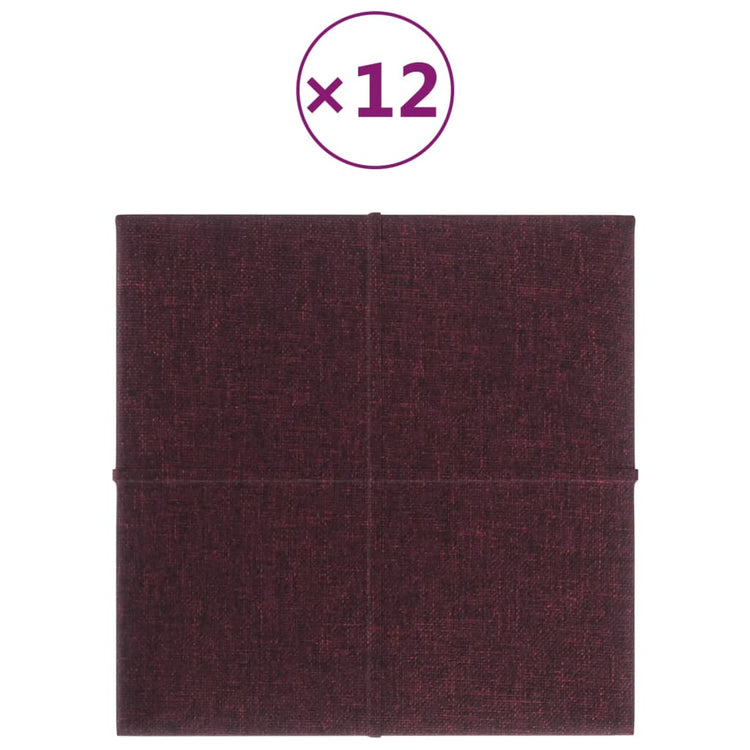 Panneaux muraux vidaxl 12 st 1,08 m² 30x30 cm tissu violet