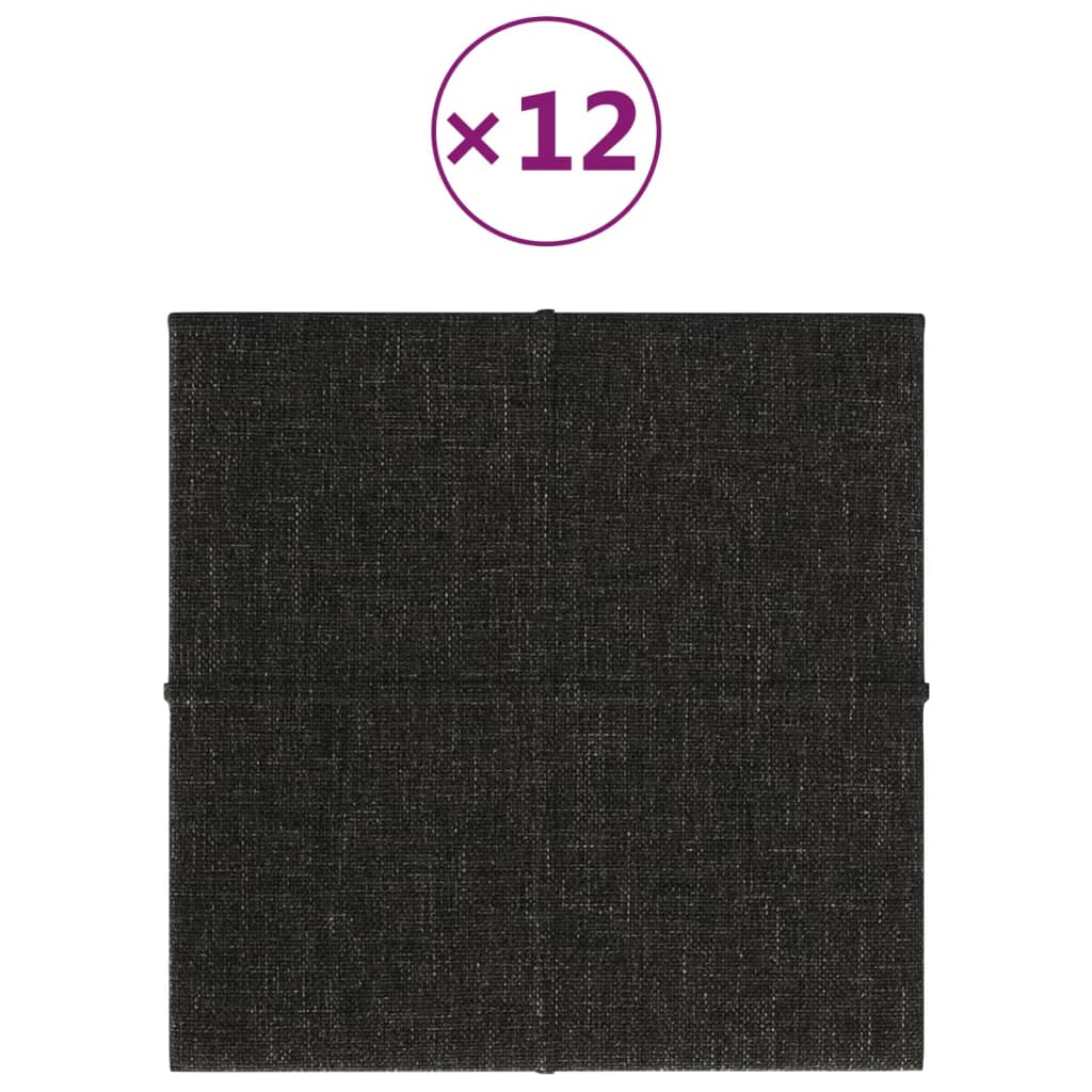 Panneaux muraux vidaxl 12 st 1,08 m² 30x30 cm tissu noir