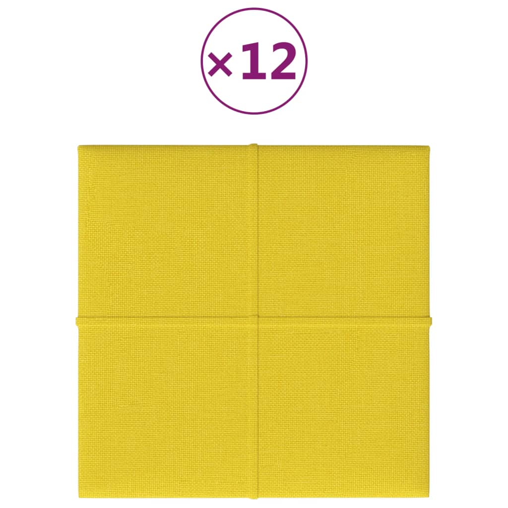 Panneaux muraux Vidaxl 12 ST 1,08 m² 30x30 cm Tissu jaune clair