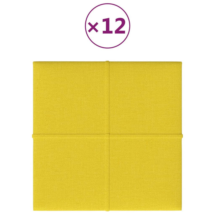 Panneaux muraux Vidaxl 12 ST 1,08 m² 30x30 cm Tissu jaune clair