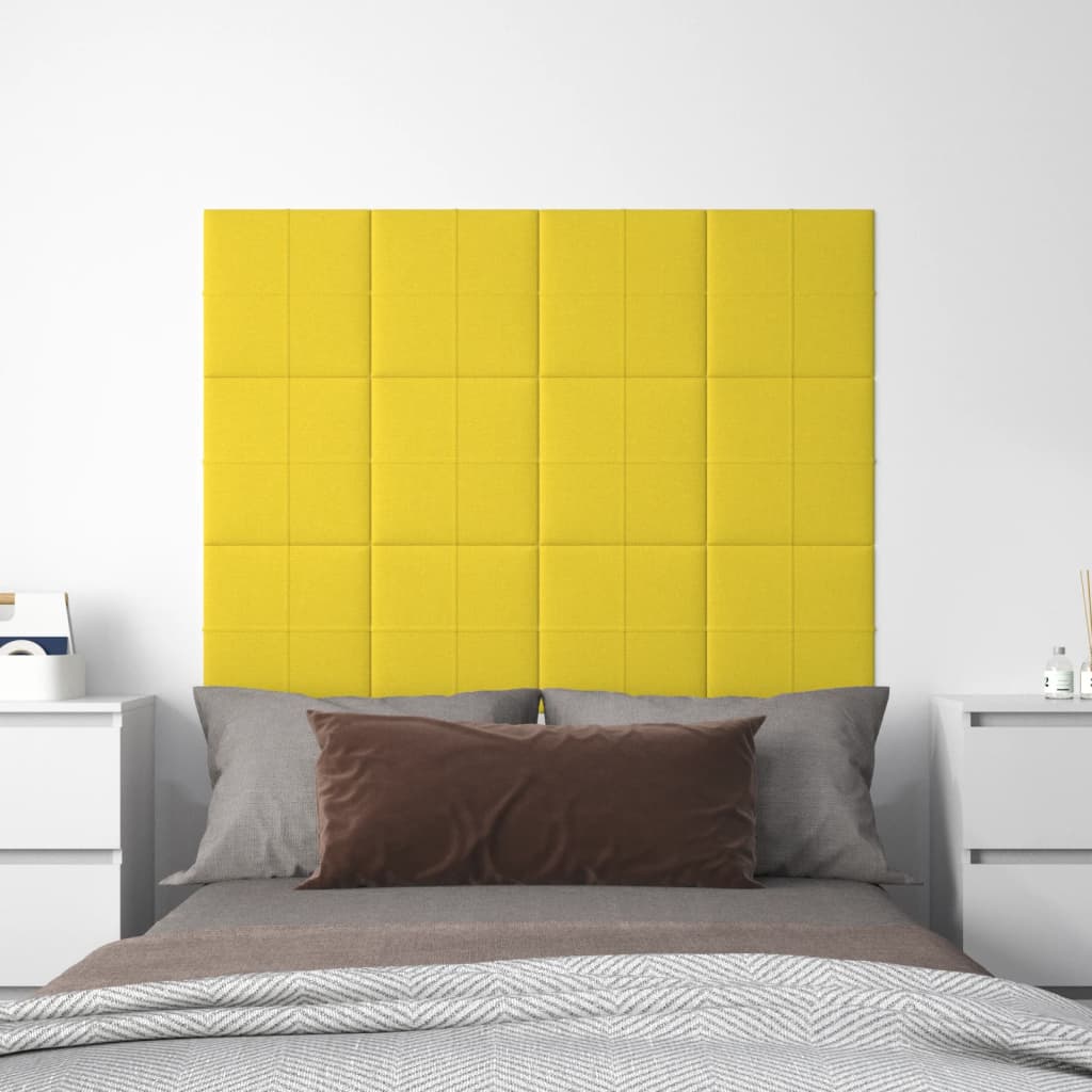 Panneaux muraux Vidaxl 12 ST 1,08 m² 30x30 cm Tissu jaune clair