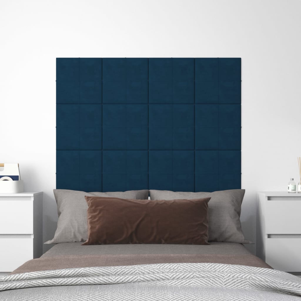 Panneaux muraux vidaxl 12 st 1,08 m² 30x30 cm en velours bleu