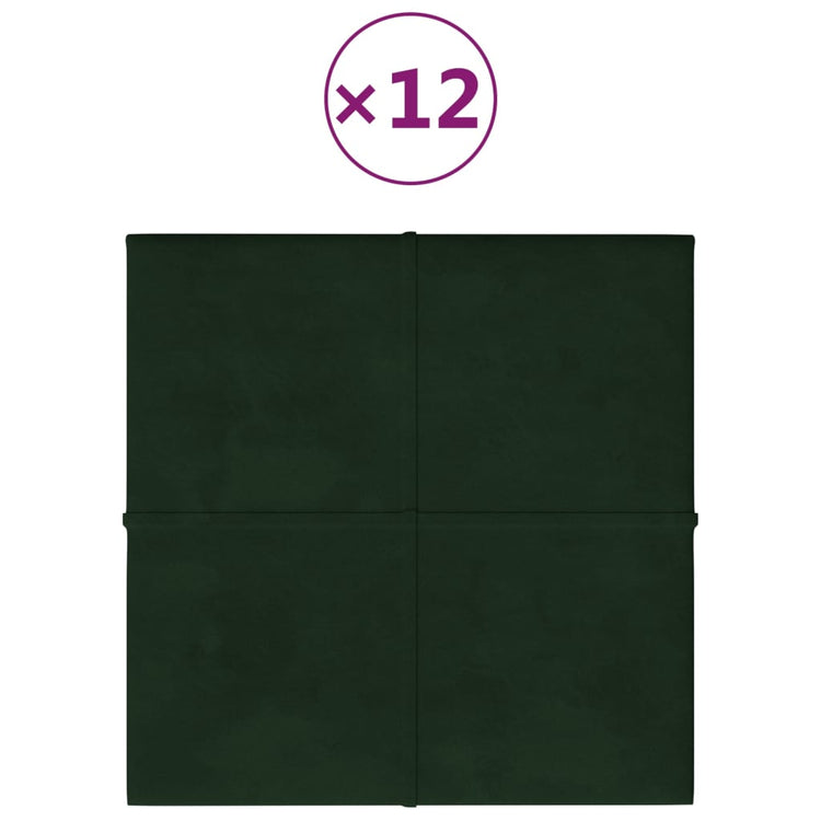 Panneaux muraux vidaxl 12 st 1,08 m² 30x30 cm Velvet vert foncé