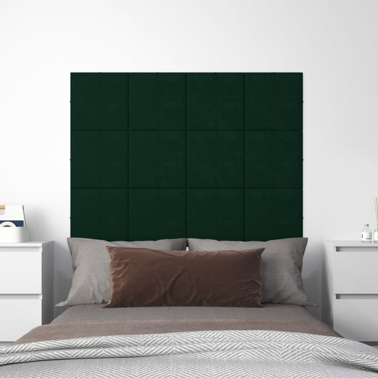 Panneaux muraux vidaxl 12 st 1,08 m² 30x30 cm Velvet vert foncé