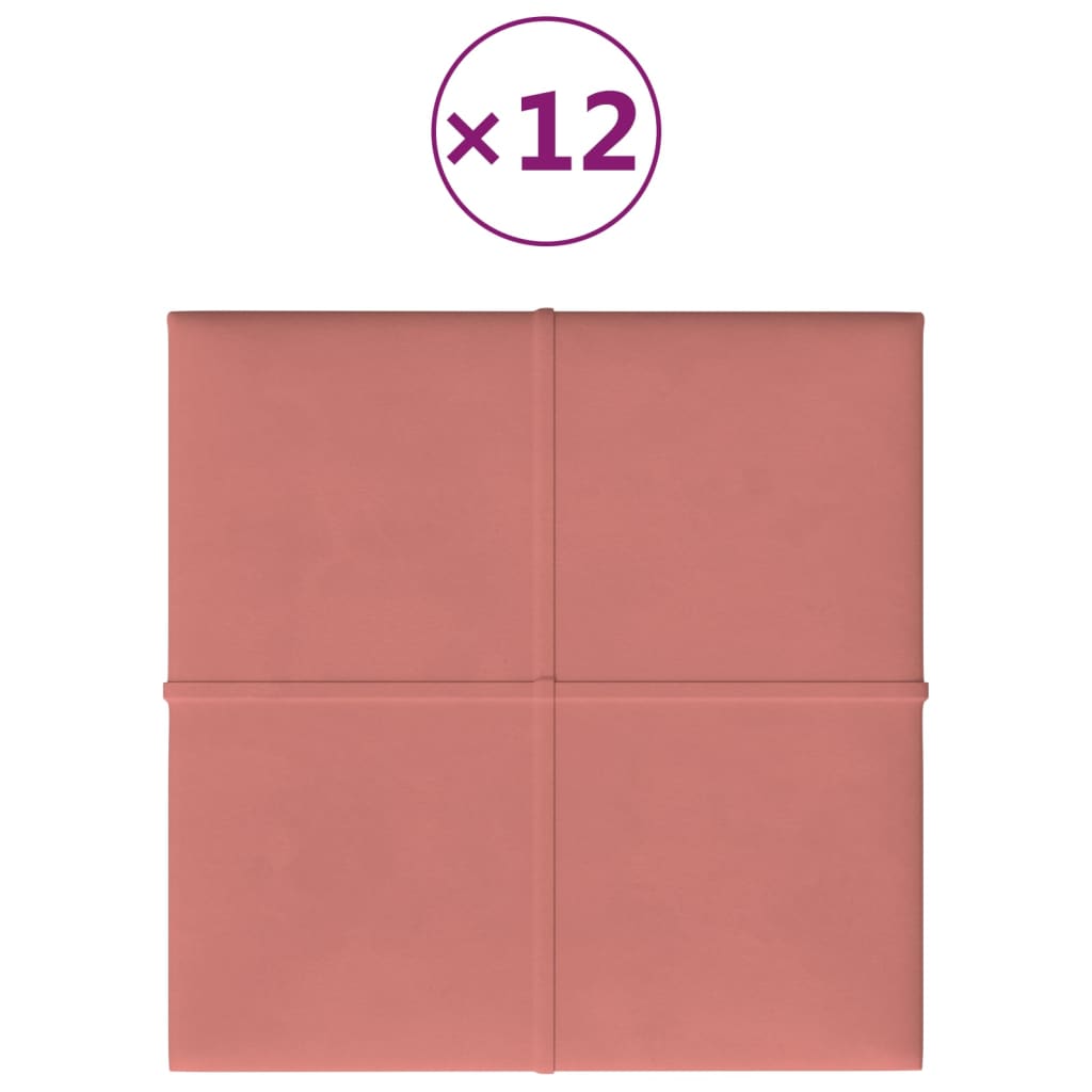 Panneaux muraux vidaxl 12 st 1,08 m² 30x30 cm en velours rose