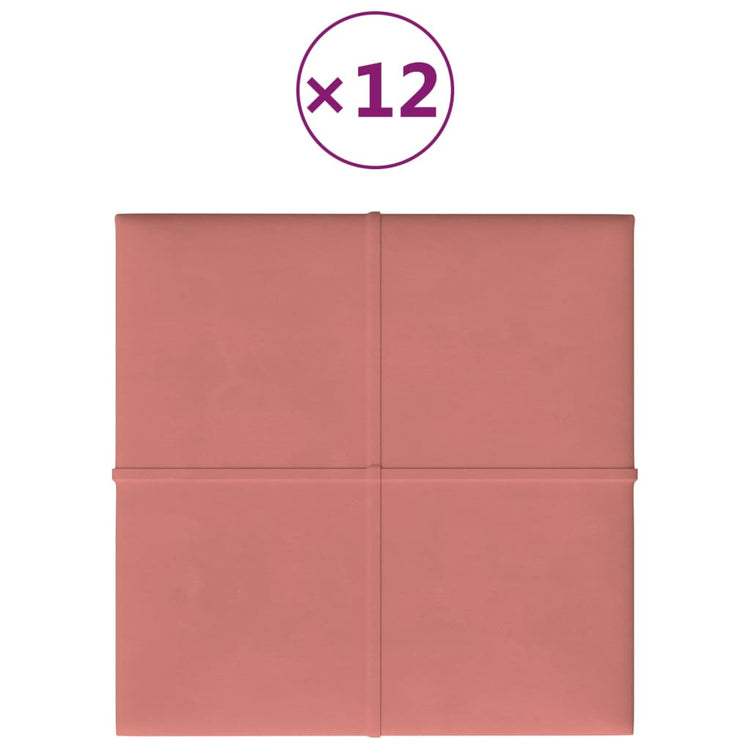 Panneaux muraux vidaxl 12 st 1,08 m² 30x30 cm en velours rose